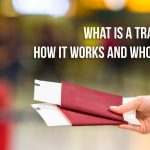 Hand holding two red passports with boarding passes at an airport, with the text “What Is a Transit Visa? How it works and who needs one”.